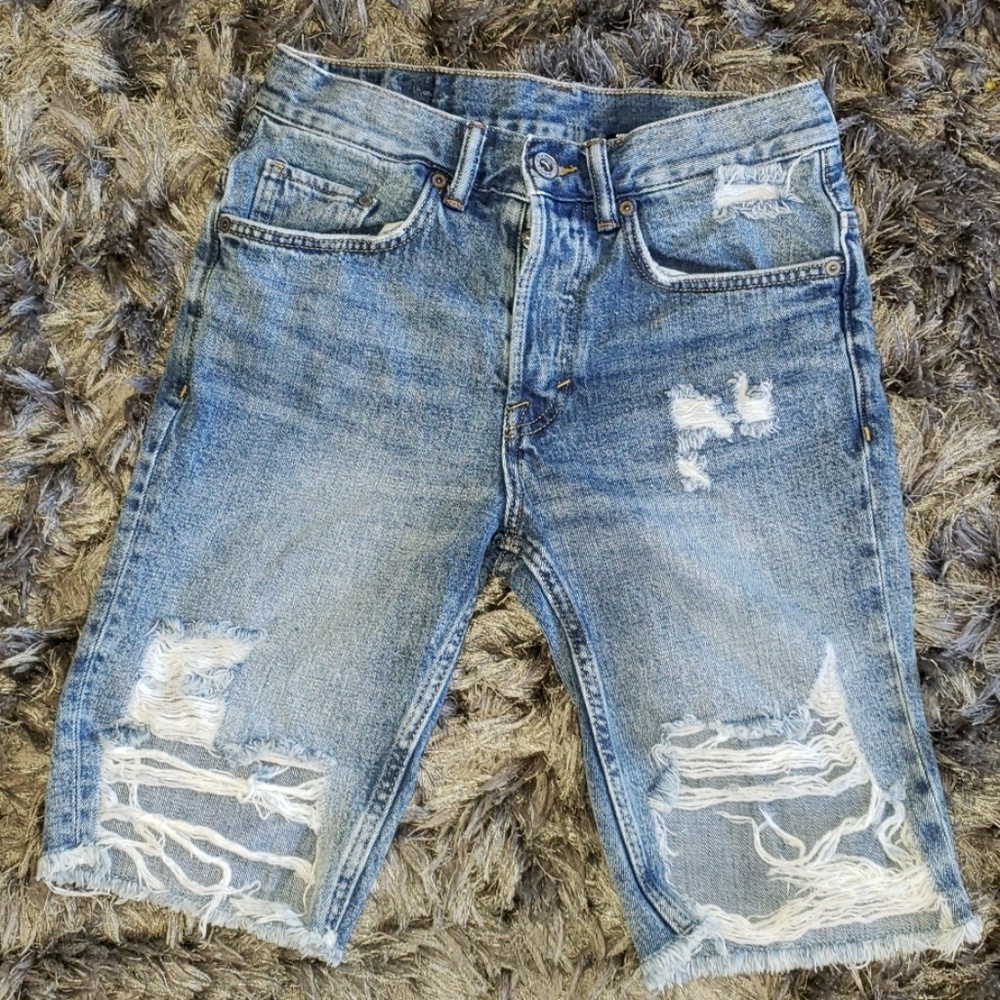 Distressed Denim Shorts